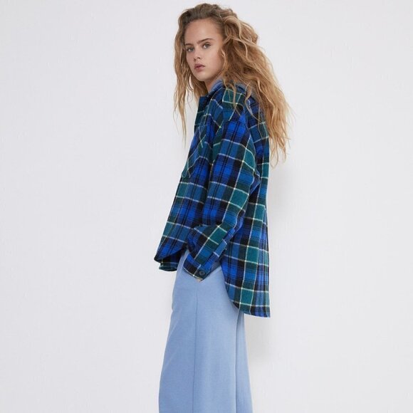 NWT Zara Oversized Plaid Overshirt Shacket Size XS - Picture 6 of 16